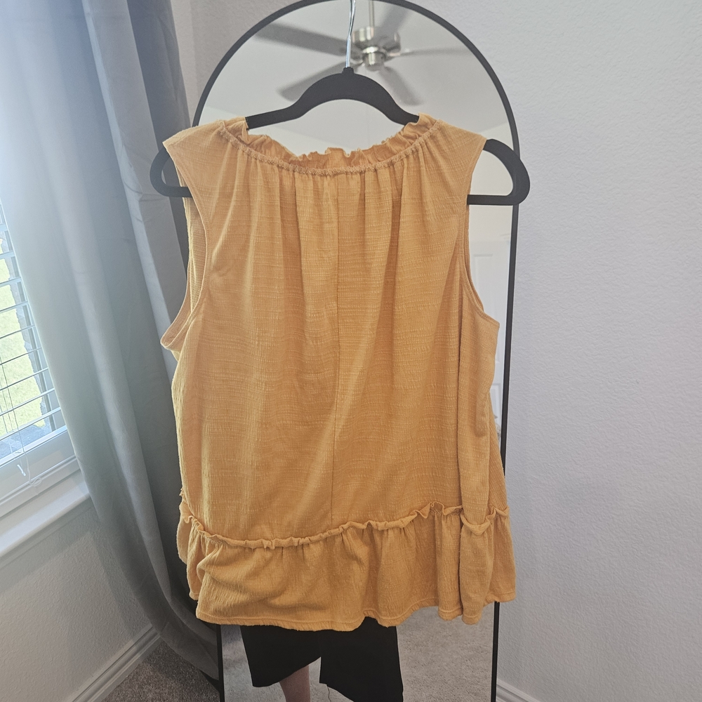 Max Studio Mustard Ruffle Blouse - Picture 3 of 3